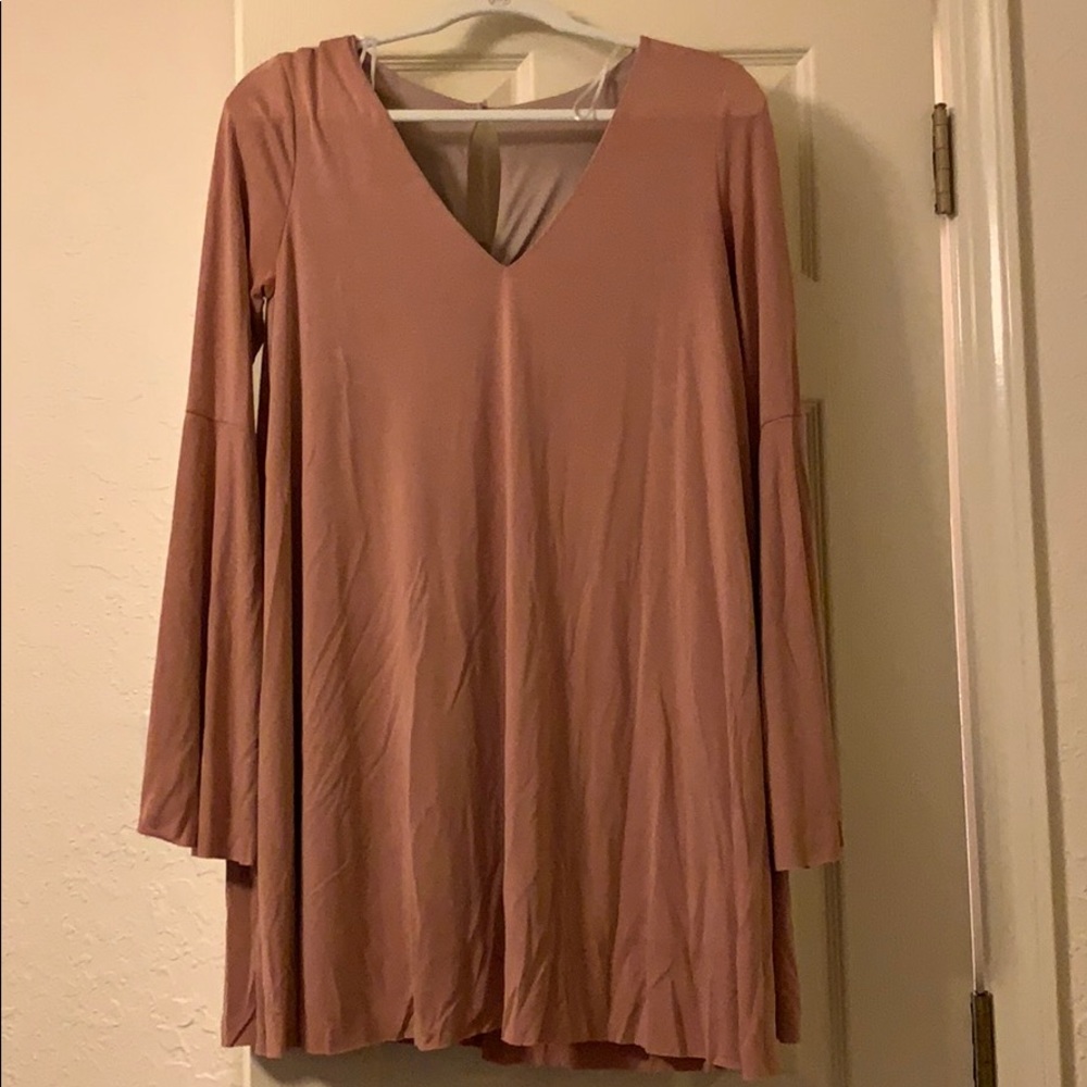 Soft salmon, bell sleeved dress